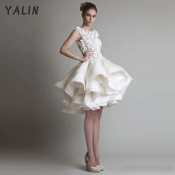 YALIN/ лидер продаж, Шикарные свадебные платья для выпускного вечера, Саудовская Аравия, Бальное нежное вечернее платье с многоуровневыми оборками, привлекательное коктейльное платье