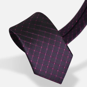 Брендовый Дизайнерский модный Классический деловой галстук для мужчин, высококачественный Фиолетовый галстук в клетку Длиной 7 см, мужской подарок