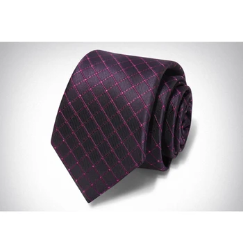 Брендовый Дизайнерский модный Классический деловой галстук для мужчин, высококачественный Фиолетовый галстук в клетку Длиной 7 см, мужской подарок Изображение 2