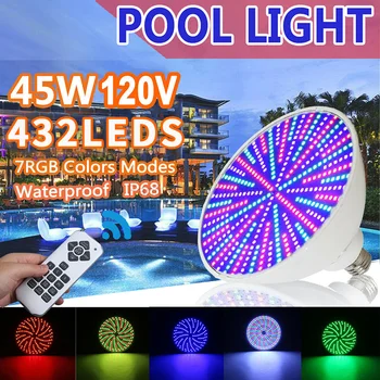 5 шт./лот Светодиодный светильник для бассейна 12V 120V 45W E27 водопадный светильник Par56 сменная лампа светодиодный подводный светильник RGB Color Изображение 2
