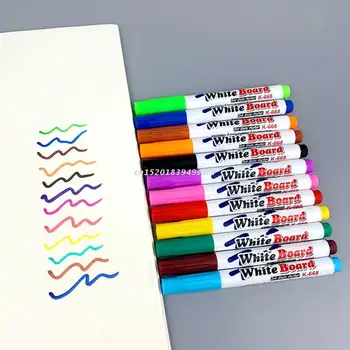 Маркеры для белой доски 12 цветов, Стираемые цветные маркерные ручки, жидкие меловые ручки для школьной офисной доски, классная доска