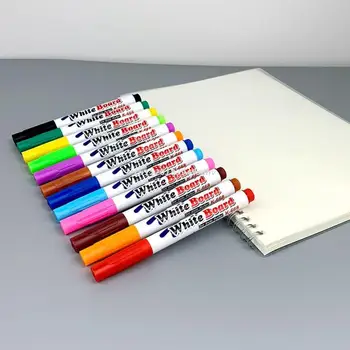 Маркеры для белой доски 12 цветов, Стираемые цветные маркерные ручки, жидкие меловые ручки для школьной офисной доски, классная доска Изображение 2