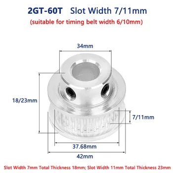 1шт 60 70 80 90 Зубьев 2GT Диаметр зубчатого шкива 5 6 6.35 8 10 12- синхронное колесо GT2 25 мм для деталей 3D-принтера шириной 6-10 мм для ремня Изображение 2