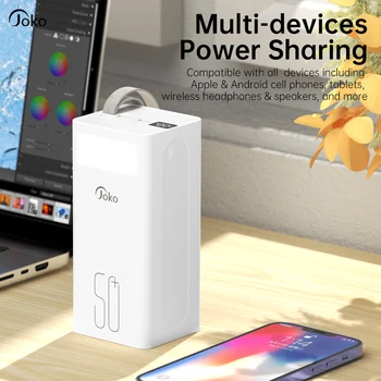 50000mAh Двойной USB Power Bank, светодиодная панель, внешний аккумулятор большой емкости для портативного наружного Powerbank для iPhone 14 Huawei Изображение 2