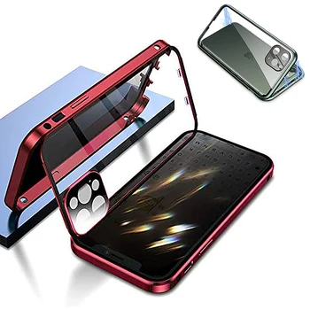 Закаленное Стекло С Защитой От Подглядывания, Двусторонний Магнитный Металлический Ободок, Противоударный Чехол Для Телефона Для Iphone 14 13 12 11Pro Max Plus Case