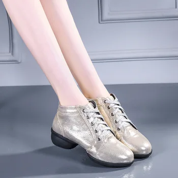 Женская современная танцевальная обувь, женская обувь для взрослых, квадратная танцевальная обувь на среднем каблуке с мягкой подошвой, черная танцевальная женская обувь для выступлений Изображение 2