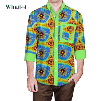 Летние Мужские Рубашки в стиле хип-хоп в Африканском стиле, Мужская Блузка Дашики с принтом Анкары, Повседневная Офисная Мужская Одежда на пуговицах WYN1630