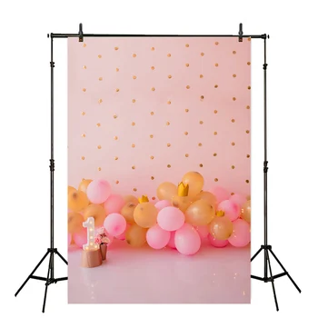 Mehofond 1st Birthday Decor Cake Smash Фон Для Фотосъемки Розовый Воздушный Шар В Золотую Точку Фон Для Новорожденных Для Фотобудки Студийный Реквизит