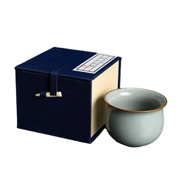 Azure Ru Ware Crack Ru Керамическая Чайная чашка Master Cup Керамический Поддерживающий Чайный набор кунг-фу Одинарная чашка для личного использования