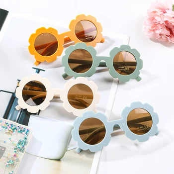 Новые Круглые солнцезащитные очки с Цветком Солнца UV400 для мальчиков и девочек, Милые детские солнцезащитные очки, Детские Oculos de sol Изображение 2