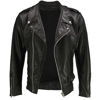 2023, Бутик, Мужская куртка из искусственной кожи в стиле панк, Мотоциклетная Мода, Приталенное Кожаное пальто Изображение 2