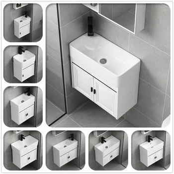 Настенный шкаф для умывальника, совмещенный с малогабаритной ванной комнатой Простой шкаф для ванной комнаты Изображение 2