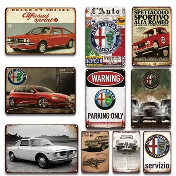 Винтажный металлический плакат Alfa Romeo 