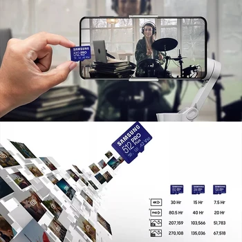 Новая Карта памяти Samsung PRO Plus microSD TF 128 ГБ 256 ГБ 512 ГБ 160 МБ/С. Запись 120 Мб/С. C10 U3 V30 Micro SD SDXC 4K Видеотелефон Изображение 2