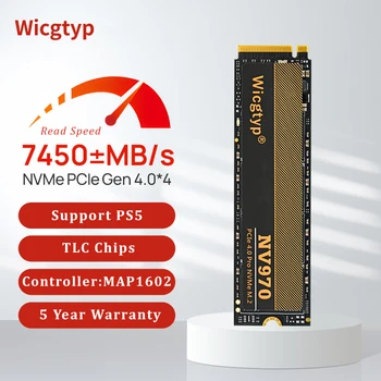 Wicgtyp SSD NVME M2 1 ТБ 2 ТБ Внутренние жесткие диски 2280 M.2 NVMe PCIe Gen 4.0x4 Ssd 512 ГБ 1 Тб 2 ТБ Для Настольных ноутбуков ps5 ssd