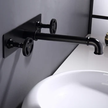Современный новый дизайн ванной комнаты, настенный смеситель для холодной и горячей воды, кран для раковины с двойной ручкой Изображение 2