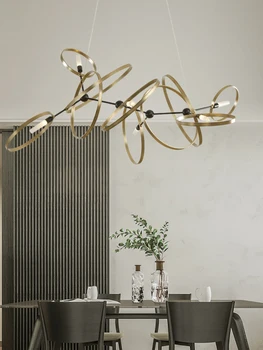 Декоративная лампа в гостиной в стиле постмодерн, скандинавский креативный минимализм, Медное кольцо, Дизайнерская модель Отдела продаж, Люстра