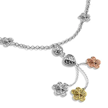 ziqiudieS925 стерлинговое серебро модный цвет золотое выдолбленное ожерелье с цветами в виде сердца высококлассный женский свитер цепочка одежда драгоценный камень