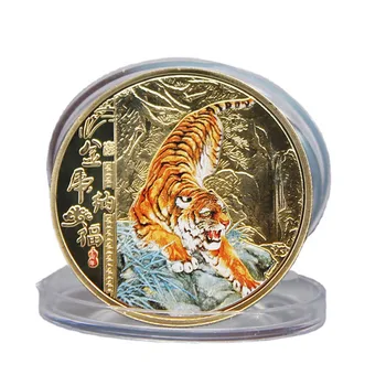 Новогодние золотые китайские коллекционные монеты тигрового цвета для богатства и удачи, Талисман, Сувенирные подарки на Новый 2022 год