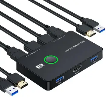 USB KVM Switch Adapter 2 Входа 4 выхода, USB Switch KVM Switcher, устройство совместного использования принтера для компьютерной клавиатуры, Контроллер совместного использования мыши