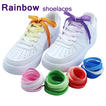 10 Цветов, Шнурки для обуви на плоской подошве, Радужные Шнурки для Мужчин и Женщин, Универсальная Повседневная Парусиновая Обувь, Разноцветные Шнурки из Полиэстера 90/120 см