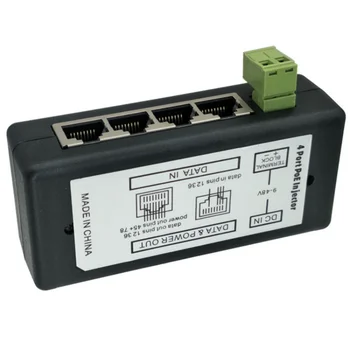 4 Порта локальной сети Модуль пассивного питания по Ethernet Инжектор постоянного тока 9-48 В Источник питания IP-камеры PoE Переключатель Адаптер PoE Коробка