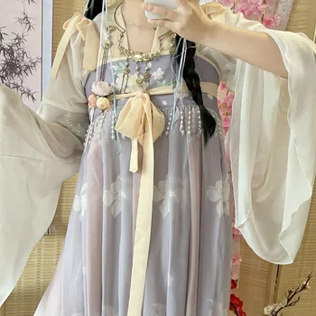 Китайское традиционное платье принцессы Ханфу, женское кружевное платье с вышивкой, Косплей, сказочная древняя одежда, женские винтажные платья для танцев Изображение 2