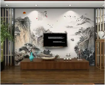 WDBH 3d фотообои на заказ фреска китайскими чернилами пейзаж горной реки тв фон декор комнаты обои для стен 3 d
