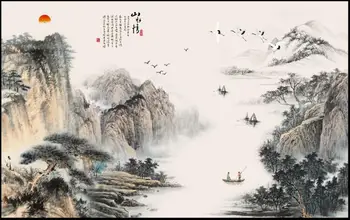 WDBH 3d фотообои на заказ фреска китайскими чернилами пейзаж горной реки тв фон декор комнаты обои для стен 3 d Изображение 2