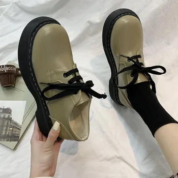 Маленькие Кожаные туфли; Женские туфли на платформе и каблуке; Милые Новые студенческие туфли Мэри Джейн в стиле 