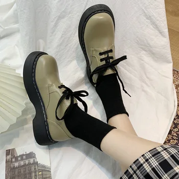 Маленькие Кожаные туфли; Женские туфли на платформе и каблуке; Милые Новые студенческие туфли Мэри Джейн в стиле 