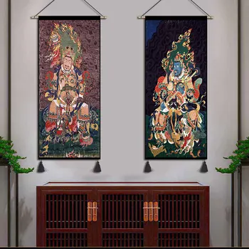 Картины со свитками в китайском стиле, холст, Винтажный декор комнаты, Эстетический настенный художественный плакат, Украшение в стиле фэншуй, Настенный гобелен