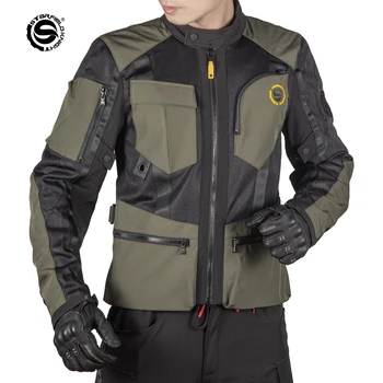 SFK Мотоциклетная куртка для верховой езды XS-4XL, летняя Дышащая куртка в стиле Ретро, Защитная броня CE, Мотоциклетная мужская одежда