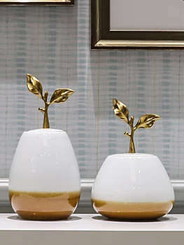Креативное новое китайское керамическое украшение для гостиной, ТВ-шкафа, домашней Маленькой вазы, офисных украшений, цветочной посуды Изображение 2