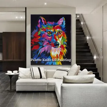 Современная картина маслом ручной работы, украшающая гостиную, с изображением лисы