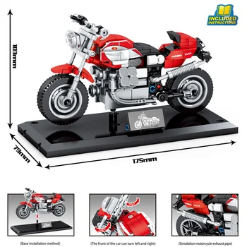 Современный технический строительный блок для мотоциклов Guzzi V10 Centauro, модель двигателя спортивного автомобиля, паровые кирпичи, коллекция развивающих игрушек Изображение 2