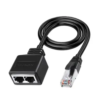 Гигабитный сетевой Разветвитель Черный Сетевой Кабельный Разветвитель Адаптер Gigabit Ethernet Splitter Изображение 2