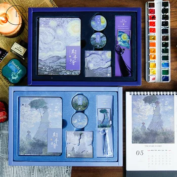 Всемирно известные картины Ван Гога Блокнот с Лентой Васи Набор Закладок Альбом для рисования Школьные принадлежности подарок на день рождения