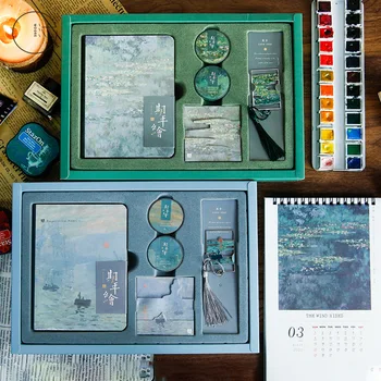 Всемирно известные картины Ван Гога Блокнот с Лентой Васи Набор Закладок Альбом для рисования Школьные принадлежности подарок на день рождения Изображение 2