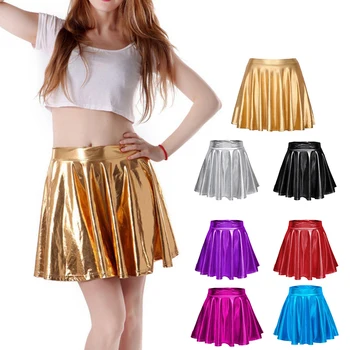 2023 Женская танцевальная юбка, одежда для выступлений, Сексуальная мини-кожаная юбка с высокой талией, танцевальные юбки для клубных вечеринок Изображение 2