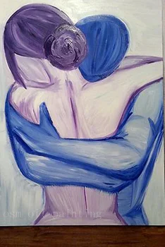 Каллиграфия ручной работы, изящная настенная живопись, абстрактная акриловая картина, изображающая пару, обнимающуюся, ручная роспись Маслом обнаженной пары