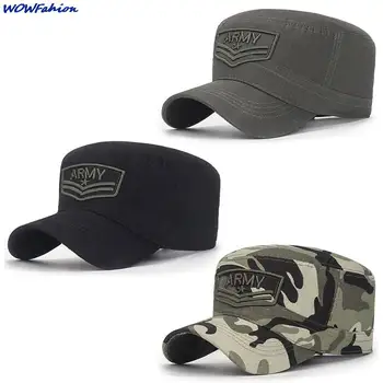 Летние мужские армии военные кепки головные уборы камуфляж плоская верхняя мужская шапка хлопок шапка вышитые камуфляж шляпа Изображение 2
