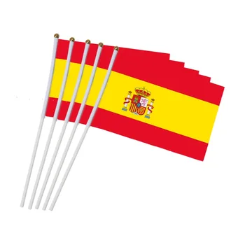 14x21 см 5 шт. Испанский флаг, размахивающие флаги с пластиковыми Флагштоками, Парад активности, Спортивное украшение для дома NN013