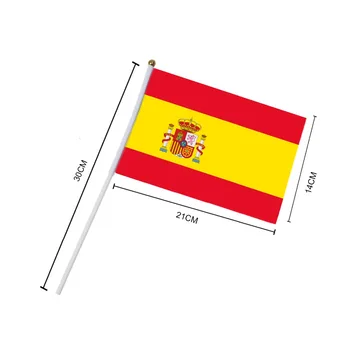 14x21 см 5 шт. Испанский флаг, размахивающие флаги с пластиковыми Флагштоками, Парад активности, Спортивное украшение для дома NN013 Изображение 2