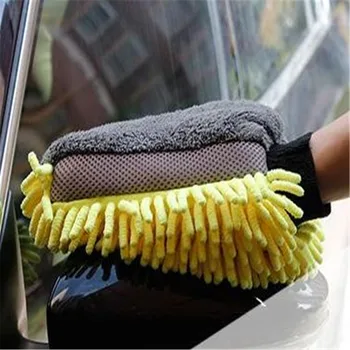 Водонепроницаемые перчатки из микрофибры и синели для автомойки, Толстая рукавица для чистки автомобиля, Восковая щетка для детализации деталей, Двусторонняя перчатка для ухода за автомобилем