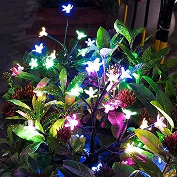 Солнечная наружная 2 шт. светодиодная лампа, красочные вишневые лампы для газонных столбов, украшение сада, огни на лужайке, Рождество
