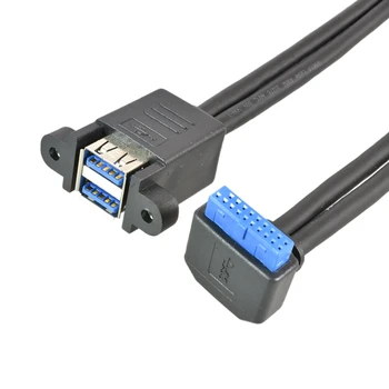 Материнская плата 19Pin к Гнездовому кабелю Dual USB 3.0 с Винтовым креплением на панели 30 см