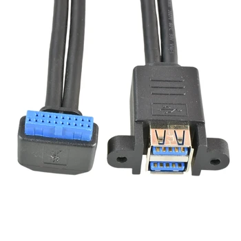 Материнская плата 19Pin к Гнездовому кабелю Dual USB 3.0 с Винтовым креплением на панели 30 см Изображение 2