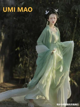 Платье UMI MAO Hanfu, рубашка с большим рукавом, длина до груди, Ru, широкий рукав, Весна-лето, элегантные женщины Immortal Hanfu в китайском стиле