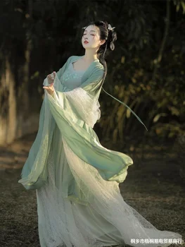 Платье UMI MAO Hanfu, рубашка с большим рукавом, длина до груди, Ru, широкий рукав, Весна-лето, элегантные женщины Immortal Hanfu в китайском стиле Изображение 2